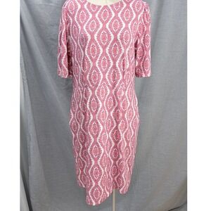 Boden Womens Pink Coral Ogee Medallion Print Cotton Dress Pockets NWT US 14R